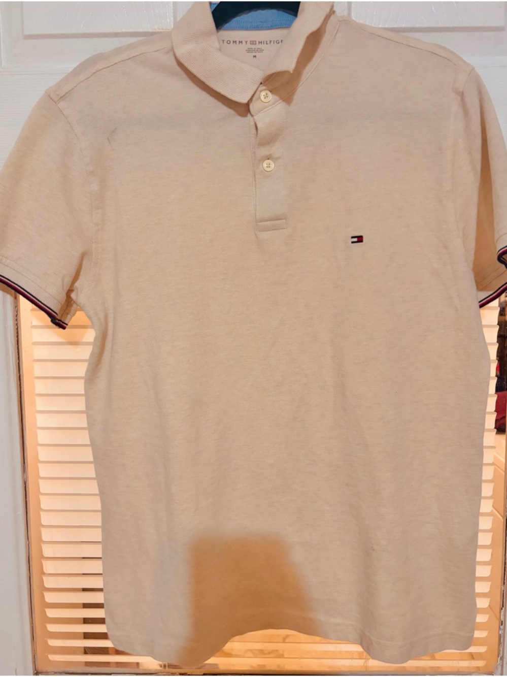Tommy Hilfiger Men’s Beige Polo Shirt with Signature Logo